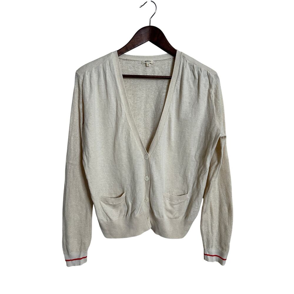 Bellerose Cotton Wool Cream Red Cardigan Womans Medium